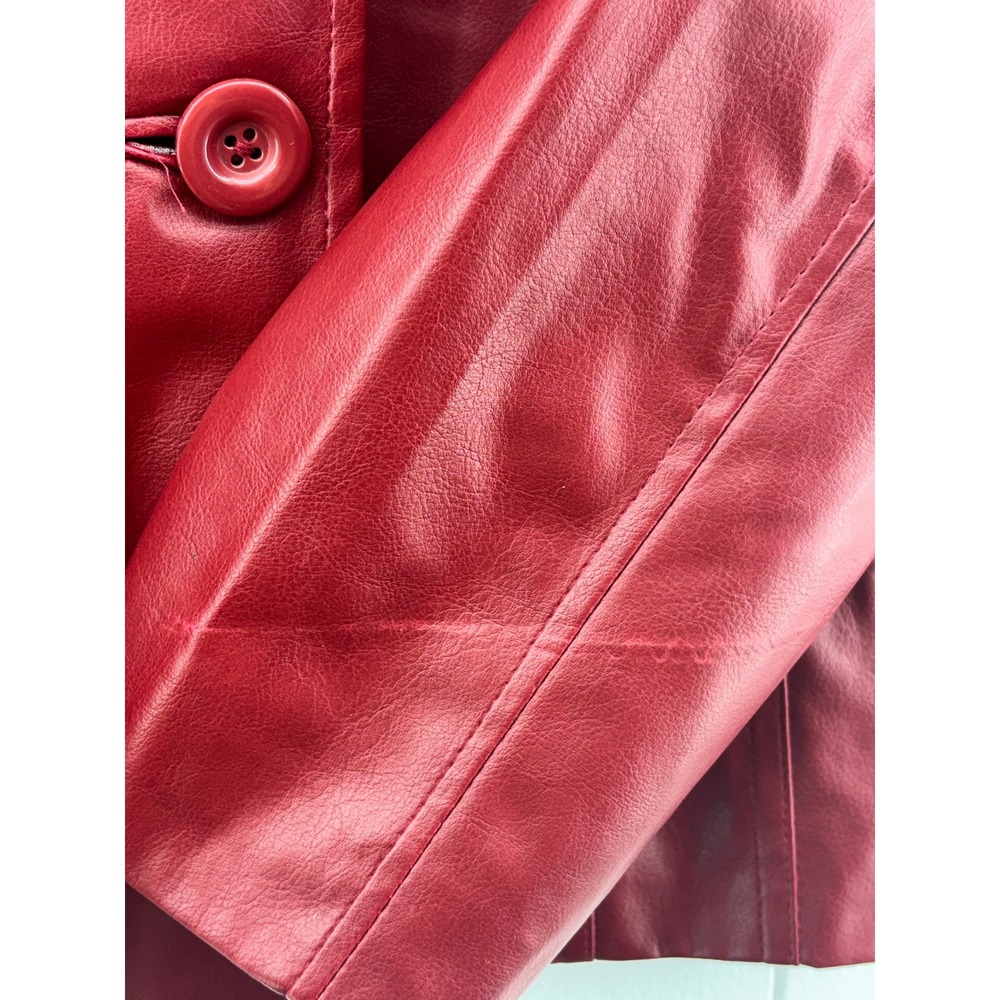 MM Essentials Marc Mattis Faux Leather Jacket Burgundy Red Blazer Small - Picture 7 of 7